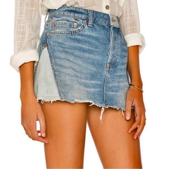 NEW FREE PEOPLE REVOLVE DENIM MINI SKIRT - Picture 3 of 7